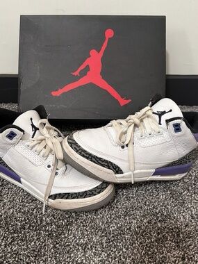 Air Jordan 3 Retro dark iris Basketball Shoes Womens 6.5 Kids 5